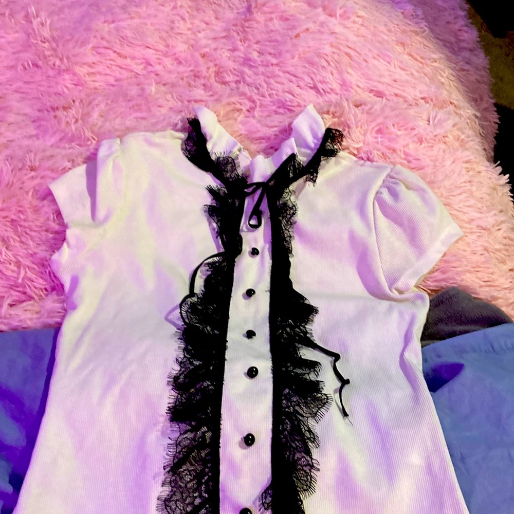 Cute white and black tuxedo top